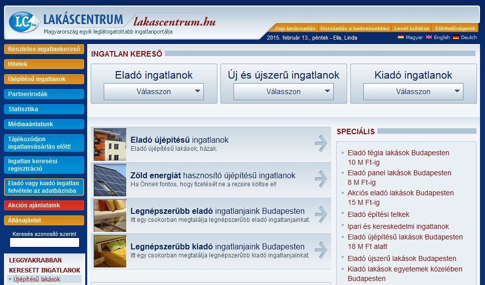 Lakáscentrum.hu screenshot